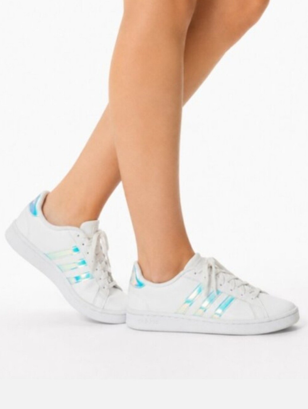 Adidas Grand Court White Iridescent Holographic Sneaker Women Size 9